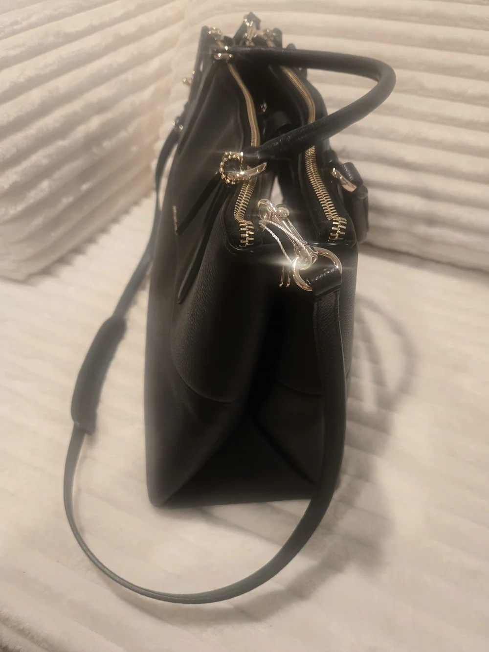 Coach Black Leather Top-Handle Satchel with Shoulder Strap